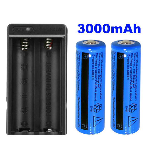2 PCS 18650 Rechargeable Batteries +1PCS Double Charger For Flashlights Headlamp 2 PCS 18650 Rechargeable Batteries +1PCS Double Charger For Flashlights Headlamp