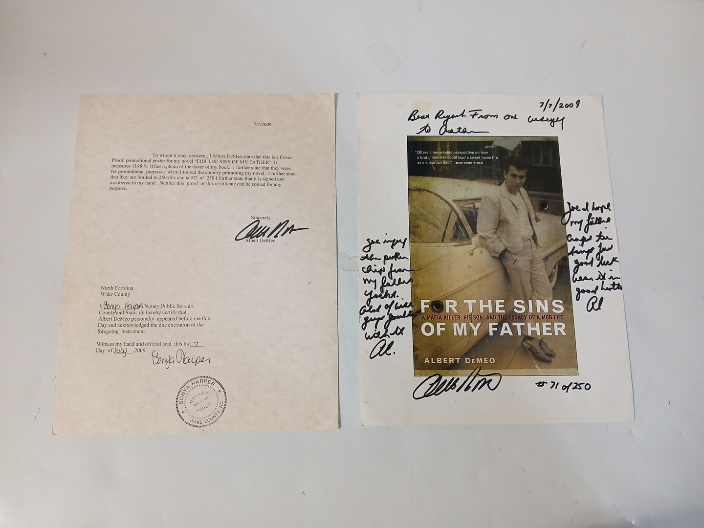 For the Sins of My Father by Albert DeMeo Proof SIGNED &Numbered Poster w/coa For the Sins of My Father by Albert DeMeo Proof SIGNED &Numbered Poster w/coa