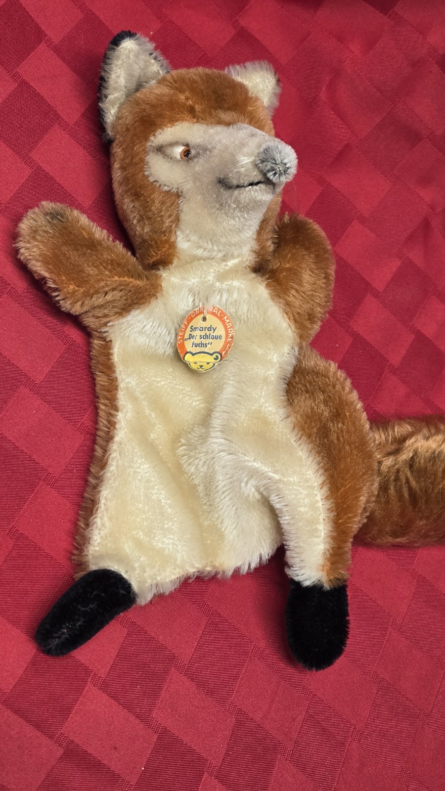Vintage 1960s Steiff Smardy Der Schlaue Fuchs Fox Hand Puppet Mohair Germany