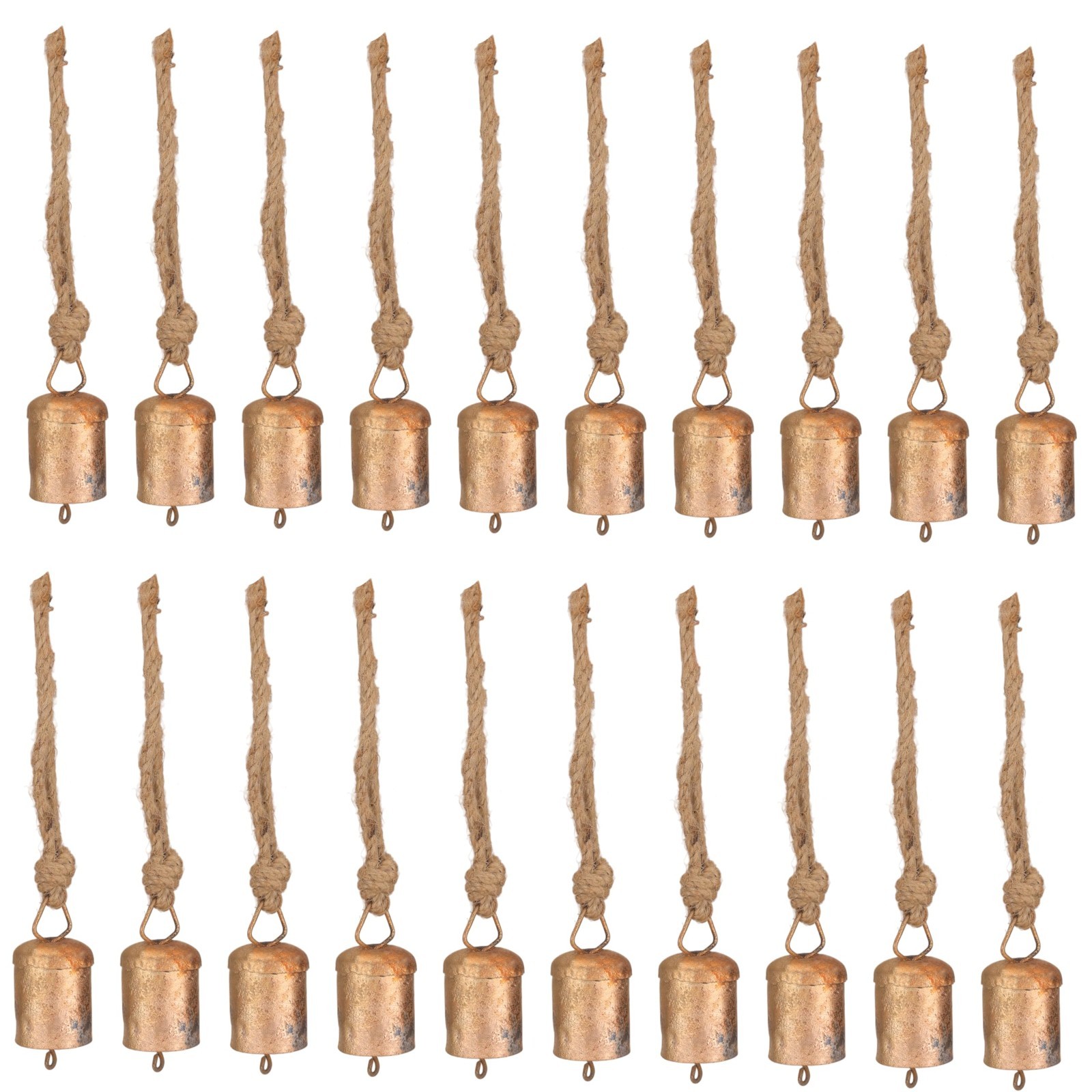 20 Rustic Gold Jingle Bells for Crafts, Vintage Decor, Mini Cow Bells, Wind Chim