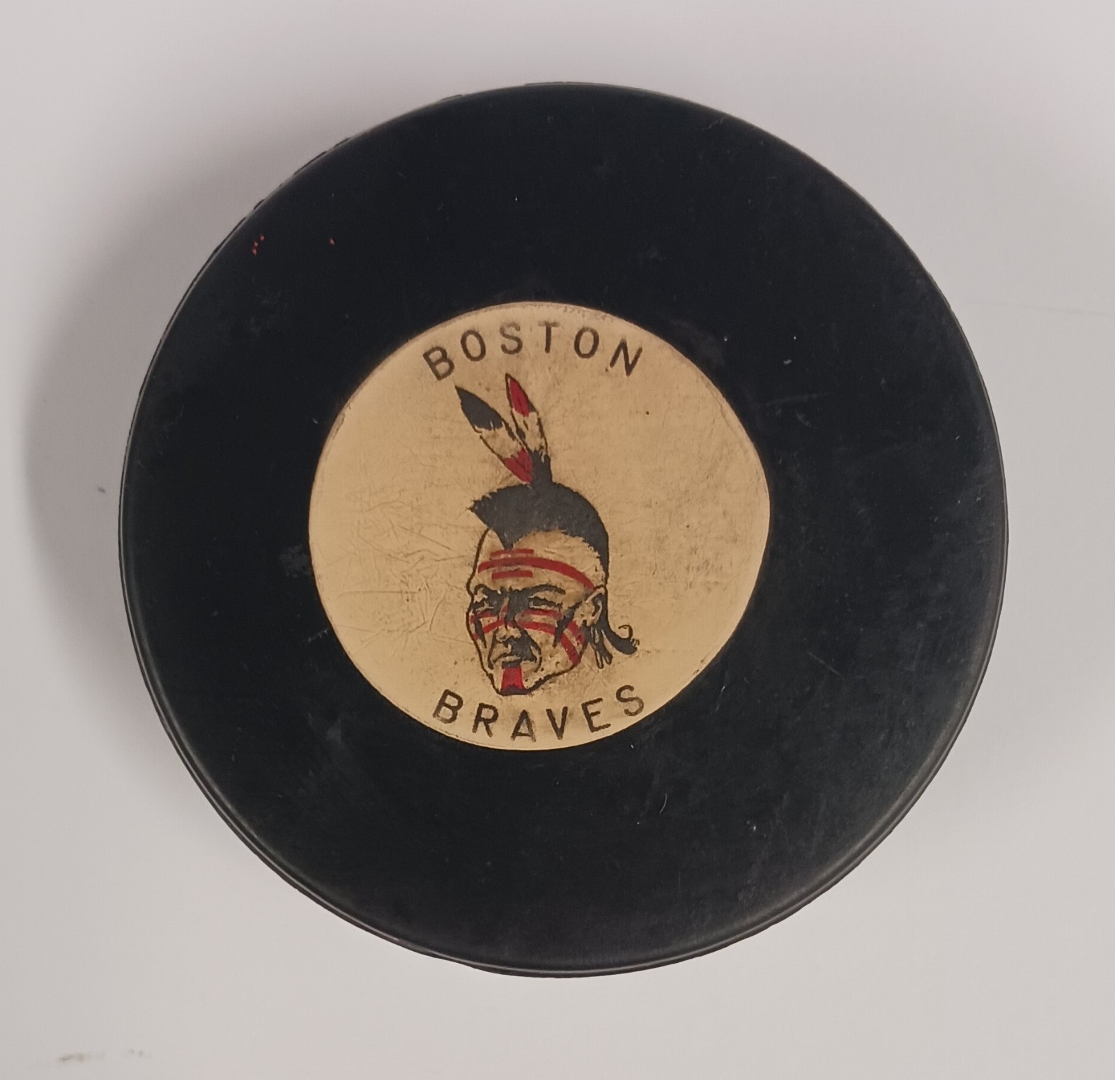 1971-74 RARE Boston Braves Hockey AHL Game Puck Art Ross Converse REALLY NICE