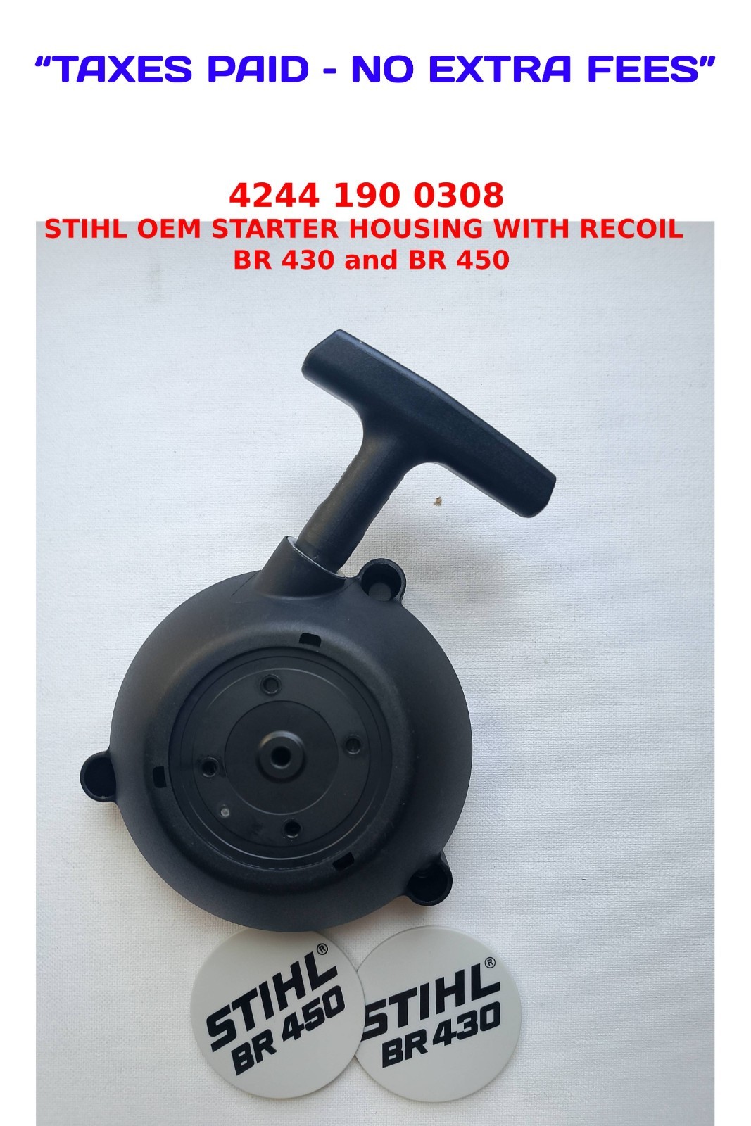 4244 190 0308  STIHL OEM STARTER HOUSING WITH RECOIL STARTER BR 430 and BR 450