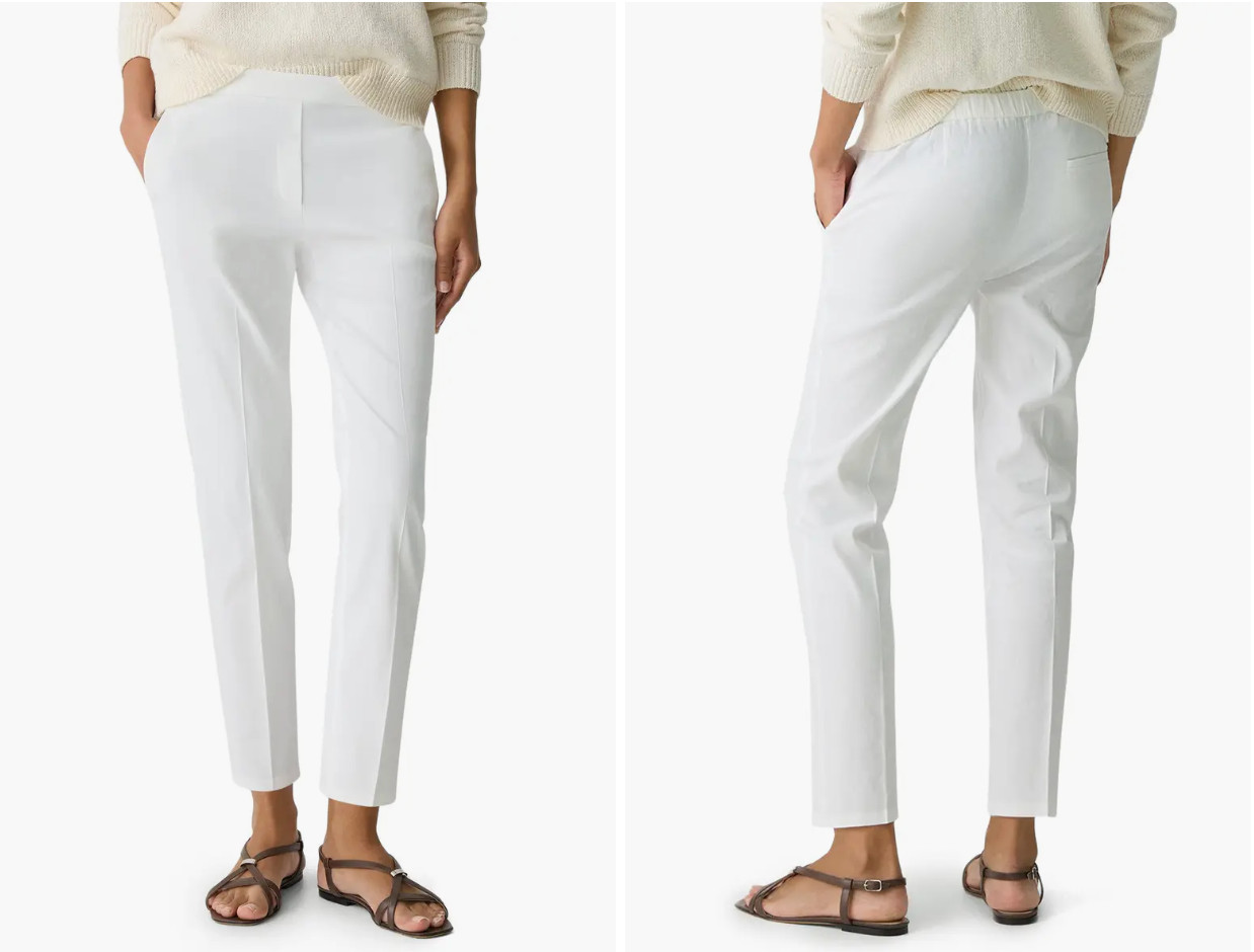 THEORY Treeca Good Linen Pull-On Straight Leg Cropped Pants Women 4 NWT $275