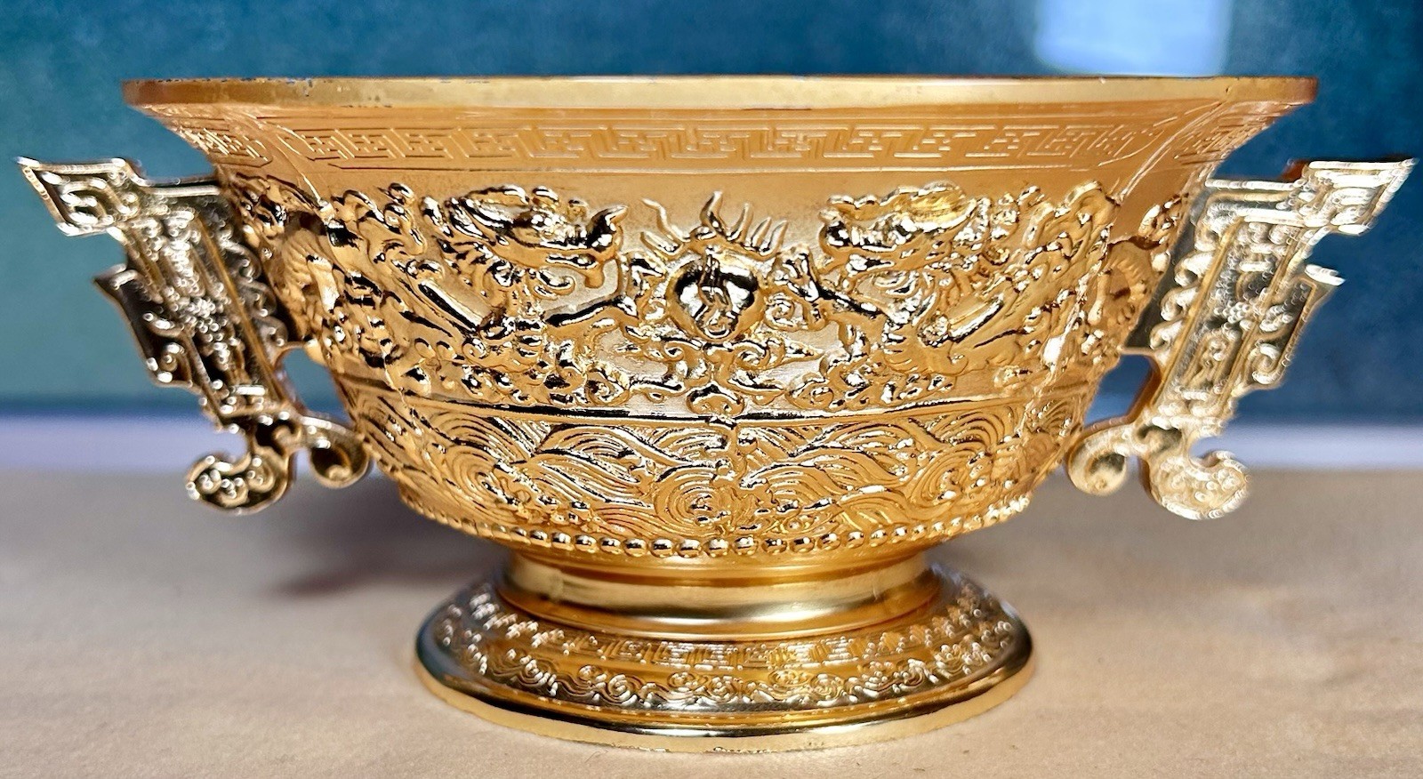 Chinese Gilt Bronze Censer Qing Qianlong Mark •6.2”D •600G