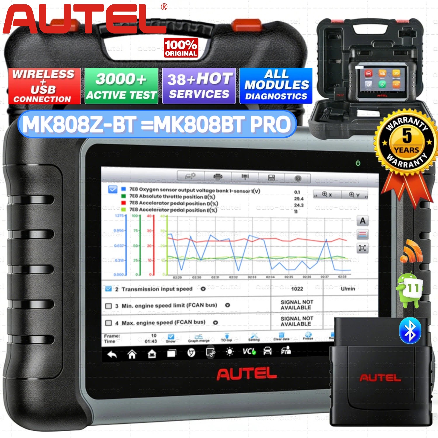 2026 Autel MaxiCOM MK808Z-BT MK808BT PRO Bidirectional Test Scanner Up of MK808S