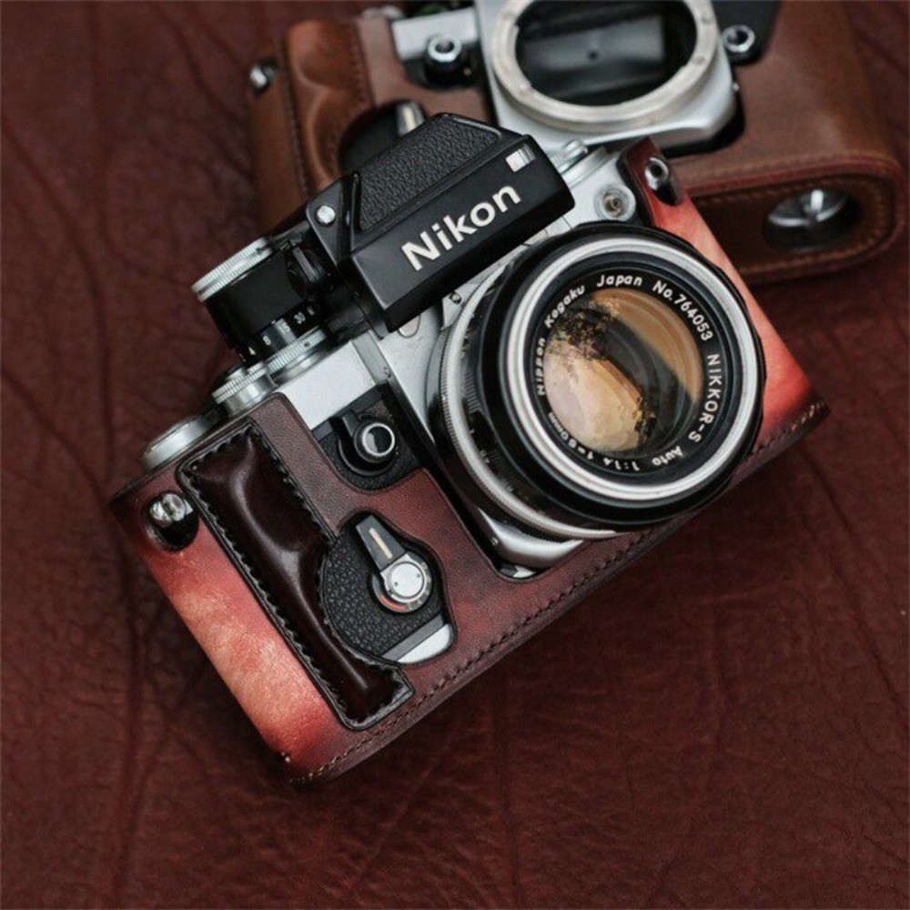 Handmade Cowhide Camera Bag Half Case Protective sleeve Shell For Nikon F2 F3