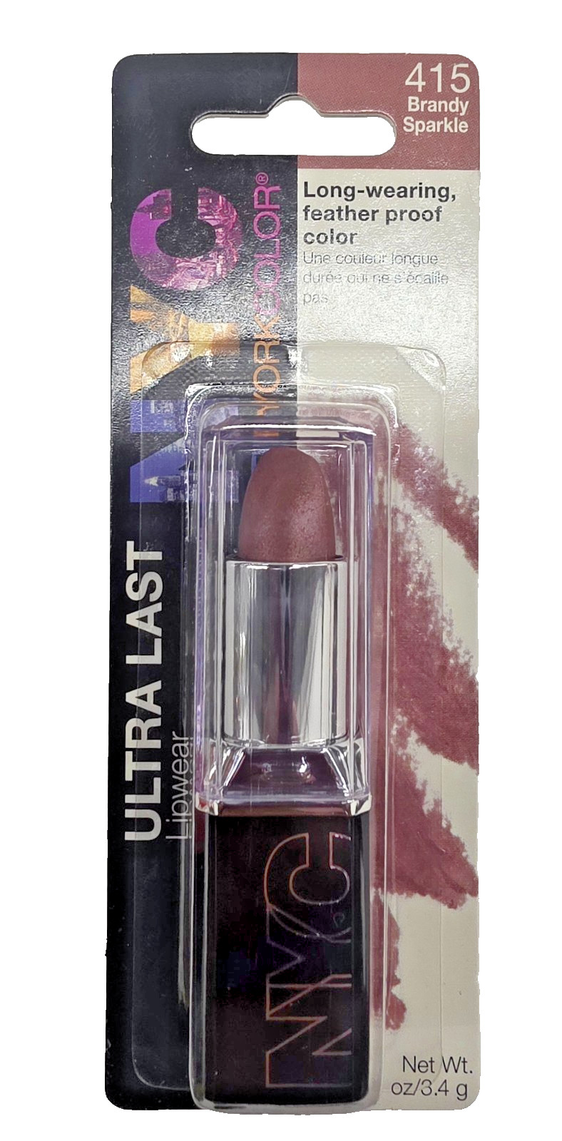 NEW NYC New York Color ULTRA LAST LIP WEAR-415 BRANDY SPARKLE