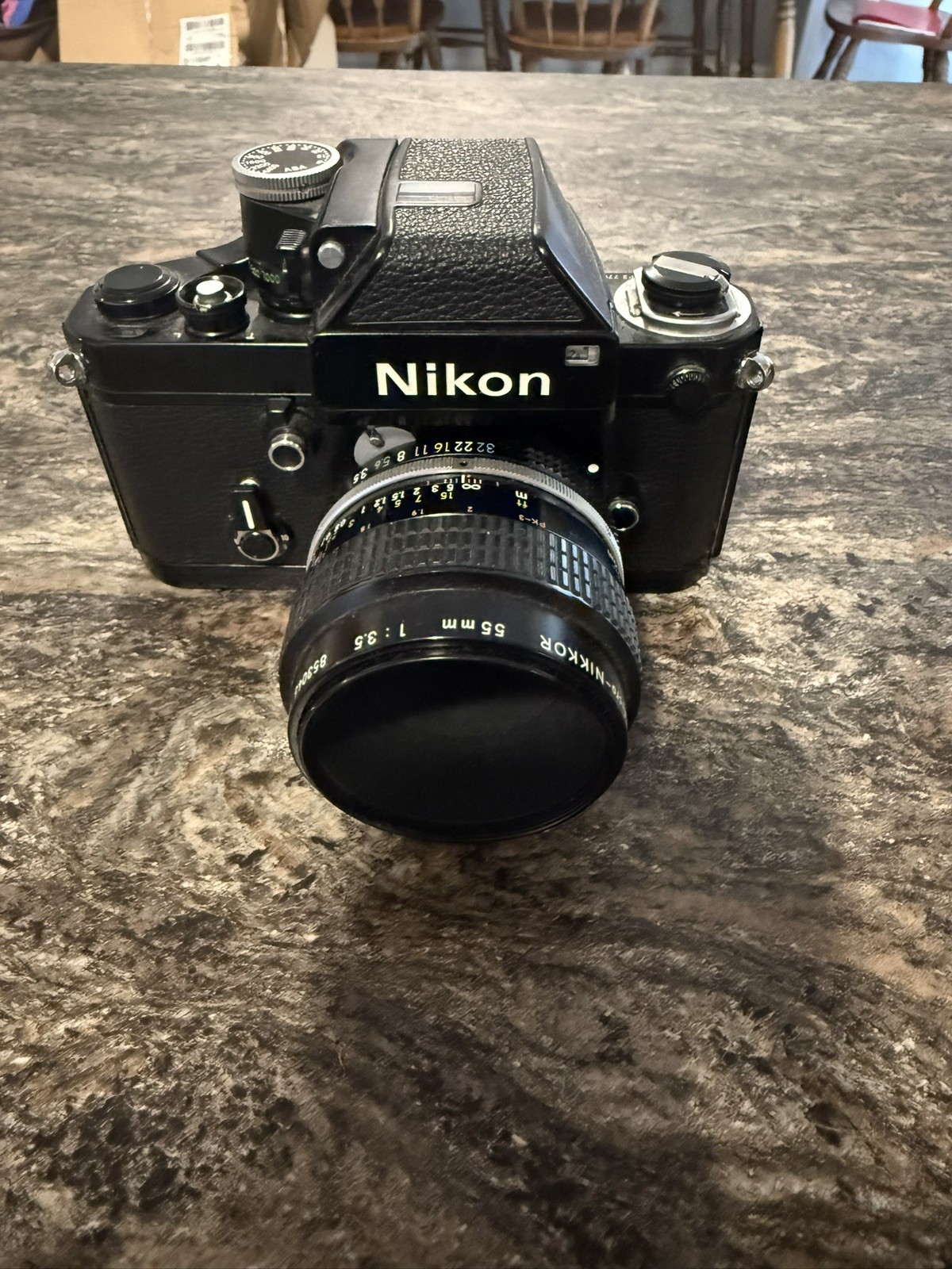 Nikon F2 Black SLR 35mm Film Camera W/ Micro Nikkor-P Auto 55mm Lens Nikon F2 Black SLR 35mm Film Camera W/ Micro Nikkor-P Auto 55mm Lens