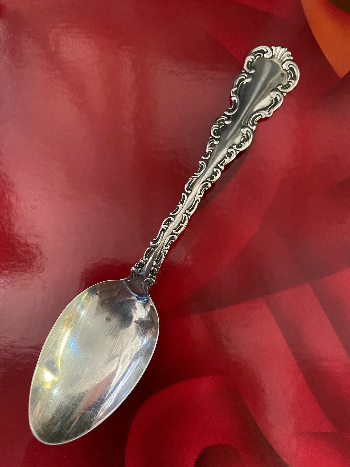 ANTIQUE PAT 1891 STERLING SILVER H. J. HOWE TEA SPOON 5 3/4 ANTIQUE PAT 1891 STERLING SILVER H. J. HOWE TEA SPOON 5 3/4