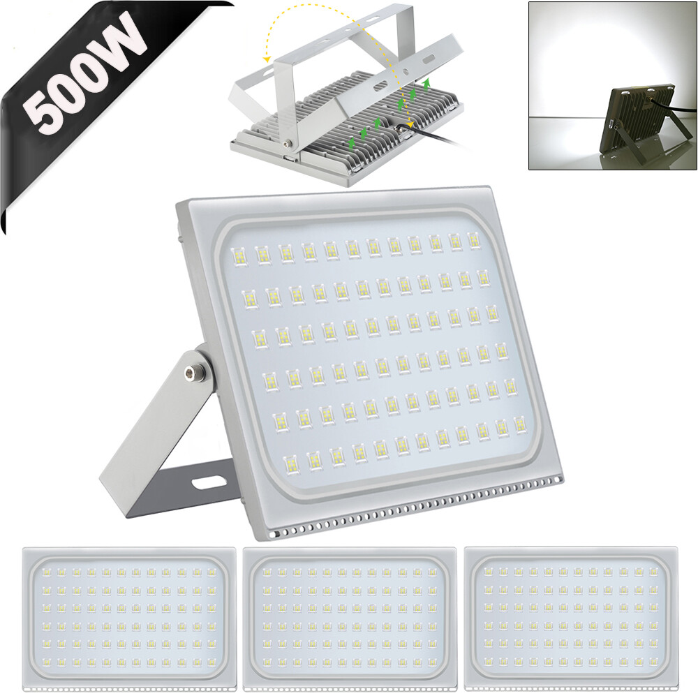 4X 500 Watt LED Flood Light Outdoor Spotlight Garden Yard 6000K Cool White