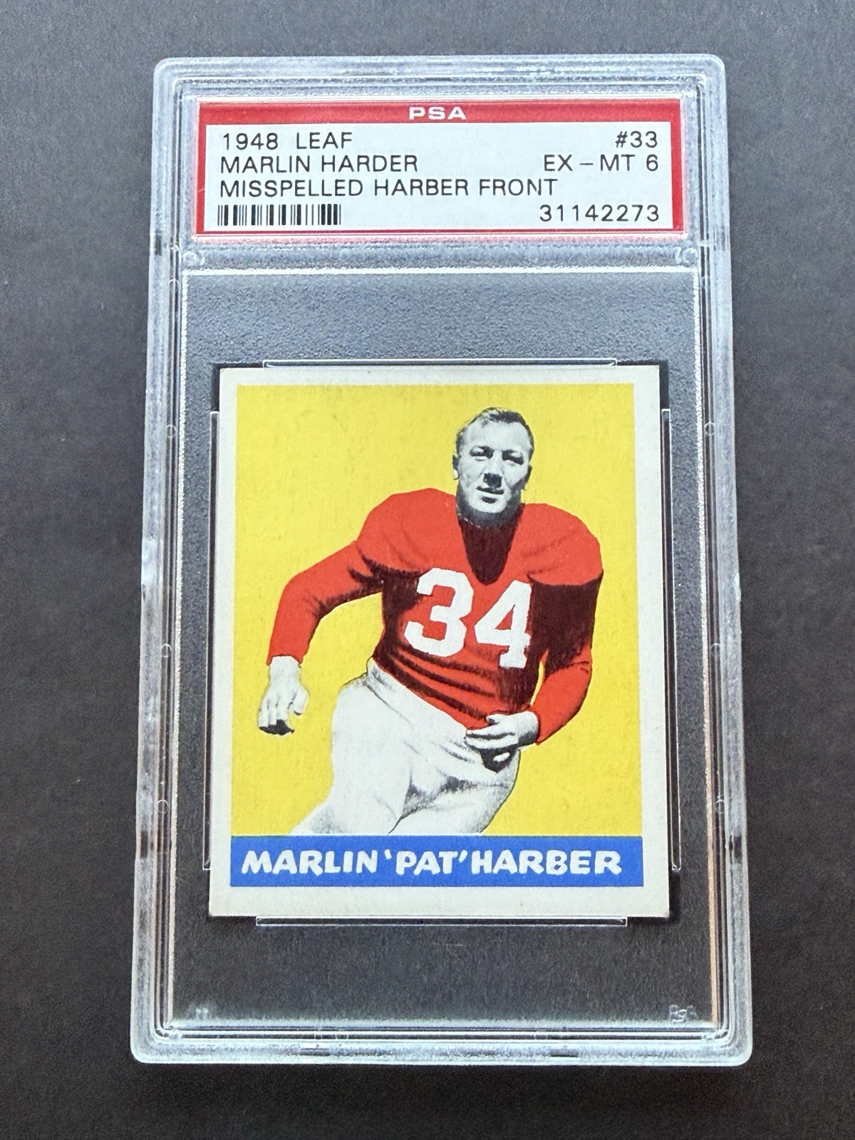 1948 Leaf 33 Marlin “Pat” Harder PSA 6 Centered Misspelled Harber Front 1948 Leaf 33 Marlin “Pat” Harder PSA 6 Centered Misspelled Harber Front