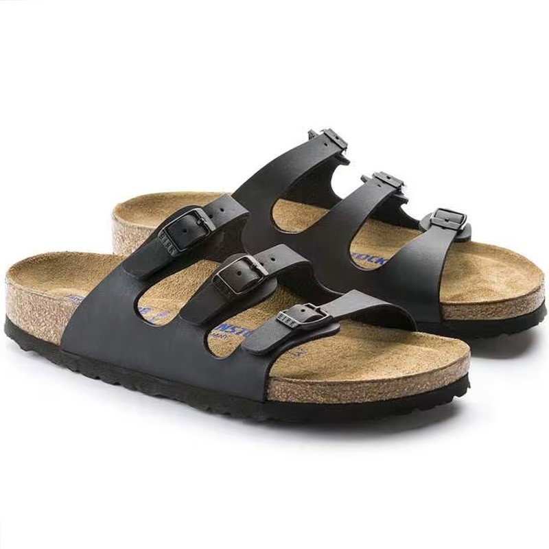 Birkenstock Florida Black Birko-Flor Soft Footbed Women's Sandals Wide Size