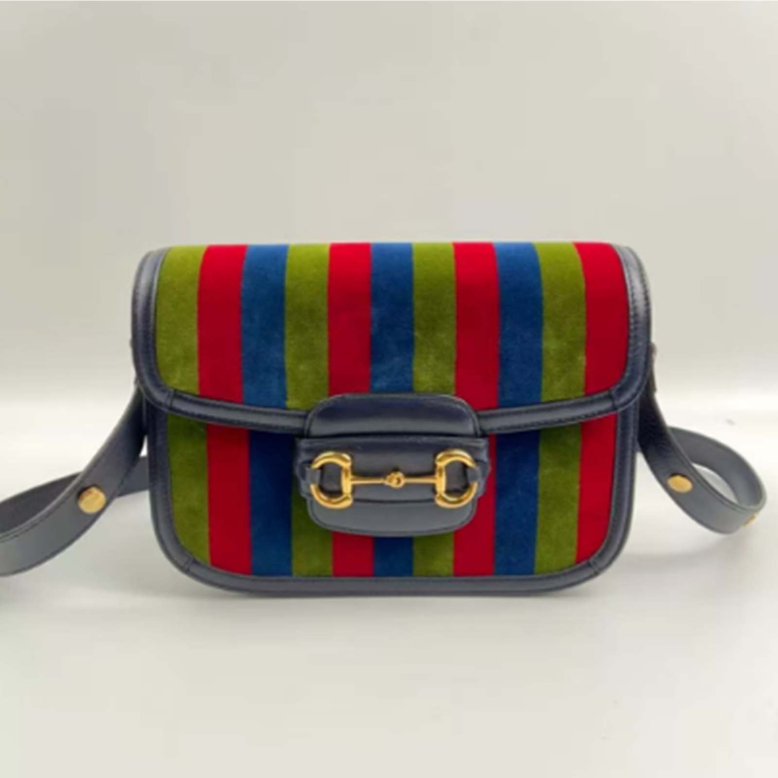 Gucci Velvet Azalea Calfskin Baiadera Stripe Horsebit 1955 Shoulder Bag hot sale