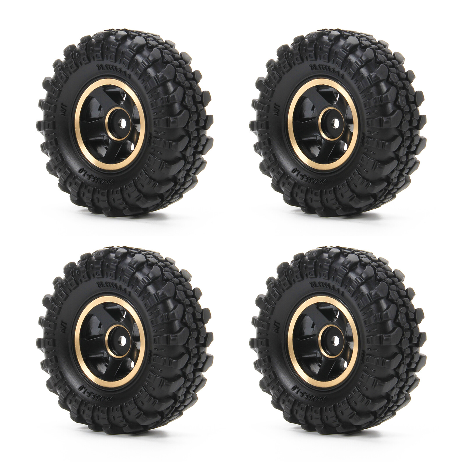 RCAWD Brass Weighted 1.0 Tires Beadlock Wheel Rims for Axial SCX24 Crawler