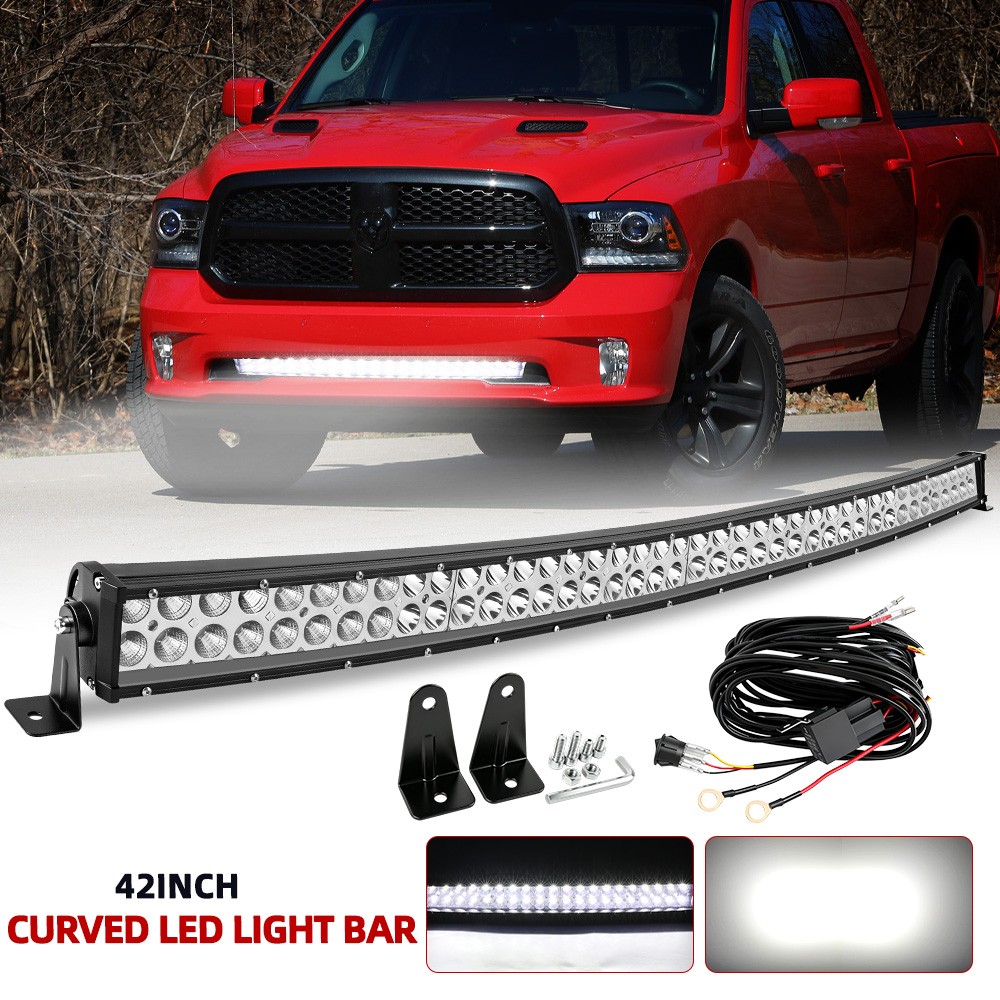 Dual Row 42'' Curved LED Light Bar for Dodge RAM 1500 2009-2018 Hidden Bumper
