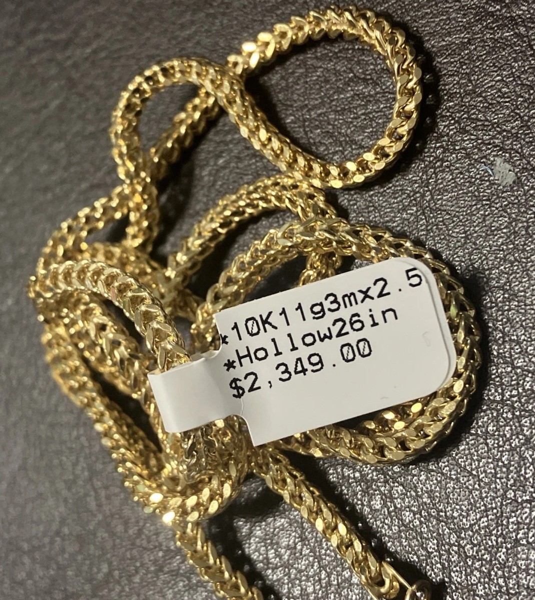 10k Franco Real Gold Semi-Solid/Hollow Chain 11grams 26” 3x2.5mm Starz Brand NWT