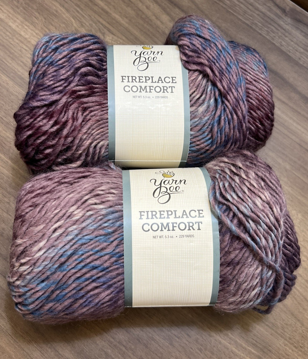 Yarn Bee FIREPLACE COMFORT Yarn VEILED AMETHYST Acrylic/Wool 5.3oz ea. Set of 2
