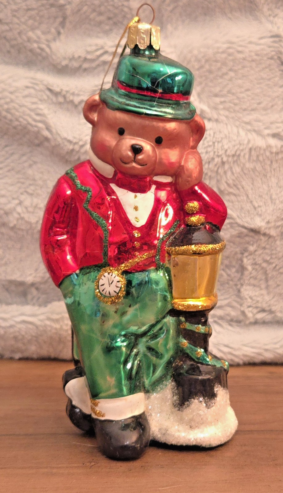 Vintage 1997 Cubby Bears Santa's Best Mouth Blown Glass Bear Ornament 6.5