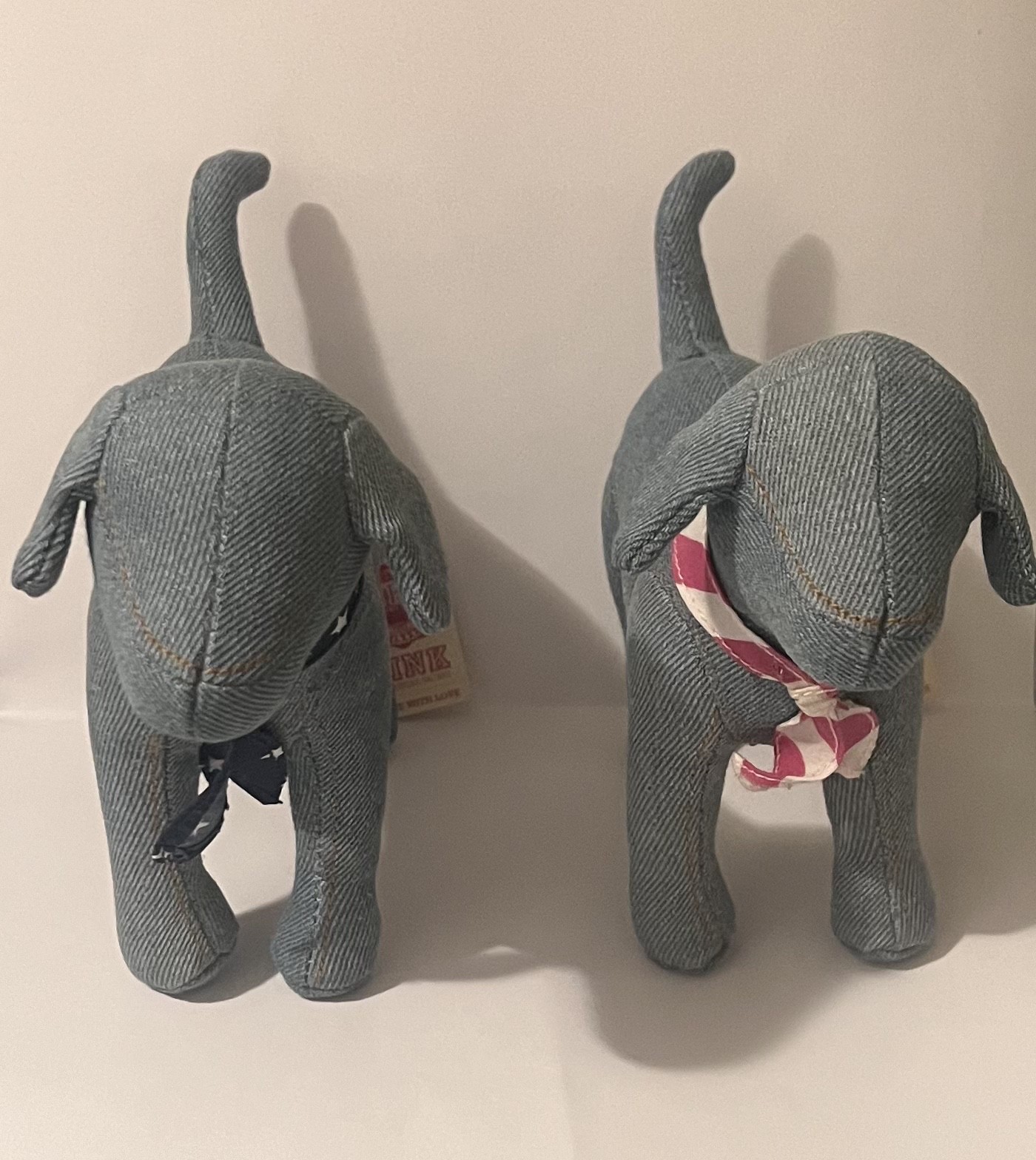 RARE Victoria’s Secret PINK Denim  Mini Dog w/ Star Bandana & Pink Bandana