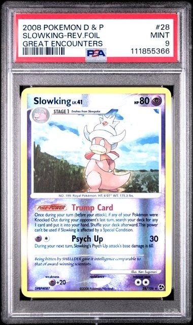 2008 Pokémon Diamond & Pearl Slowking 28 Reverse Foil Great Encounters PSA 9