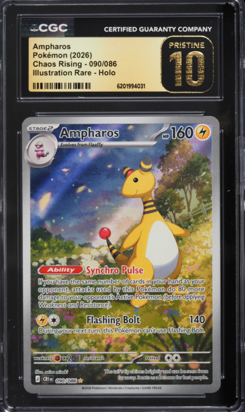 Pokemon Chaos Rising 090/086 Ampharos IR Illustration Rare Holo CGC 10 PRISTINE 