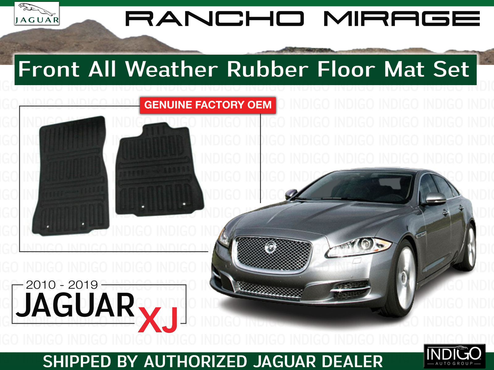 New Jaguar XJ 2010-Current Front All Weather Rubber Floor Mat Set C2D8683