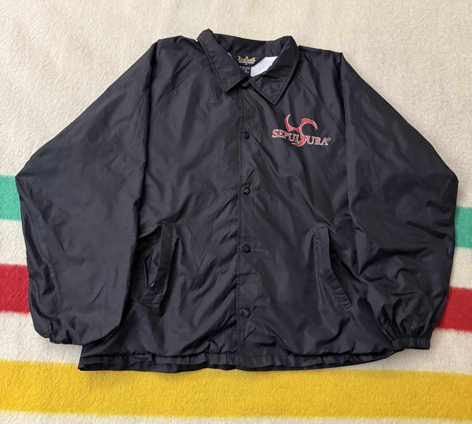 Vintage 1998 2000 Sepultura Against Album Promo Blue Grape Coach Jacket XL