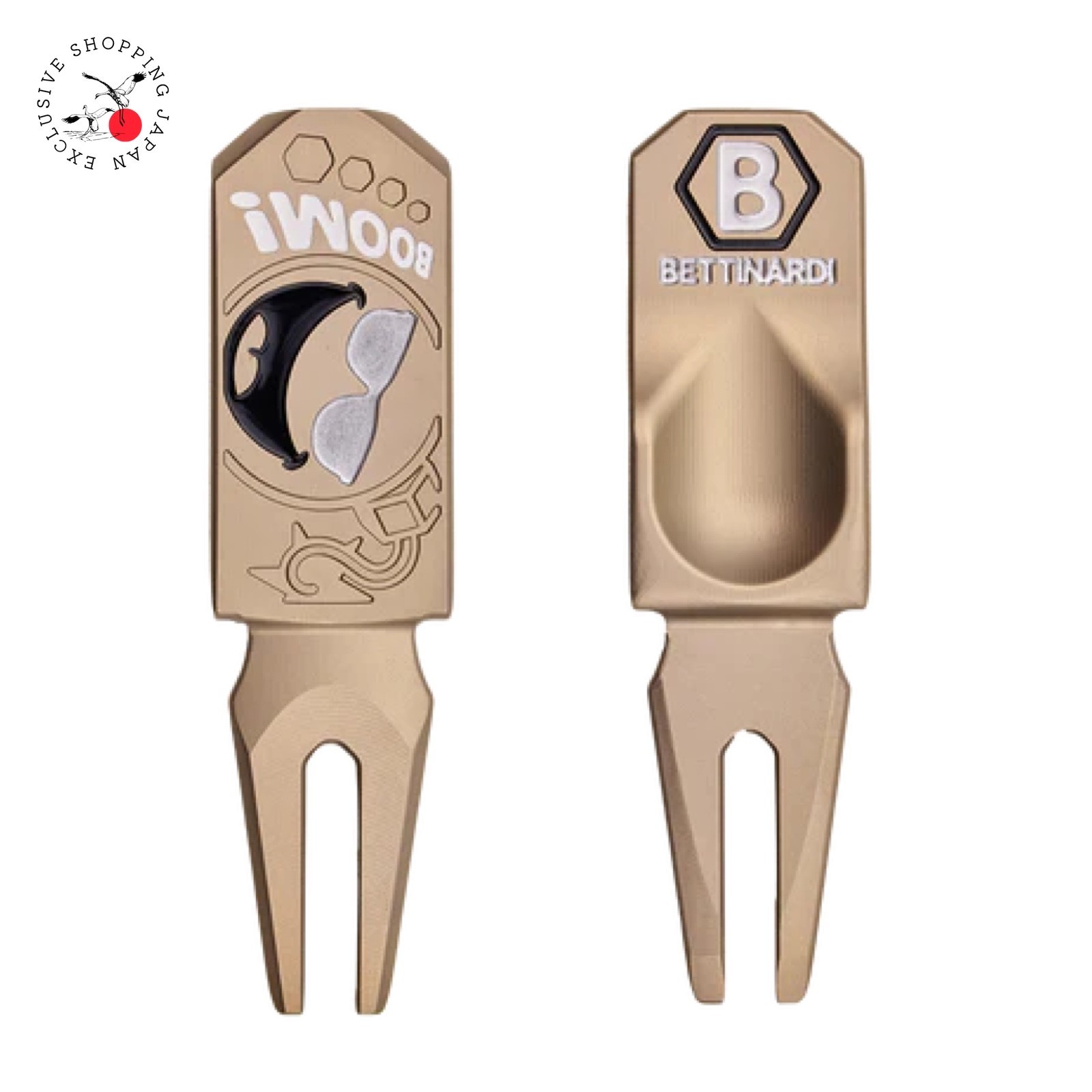 BETTINARDI Betti Bomb Gold Flame Divot Tool Silver 2-Prong Golf Accessory New