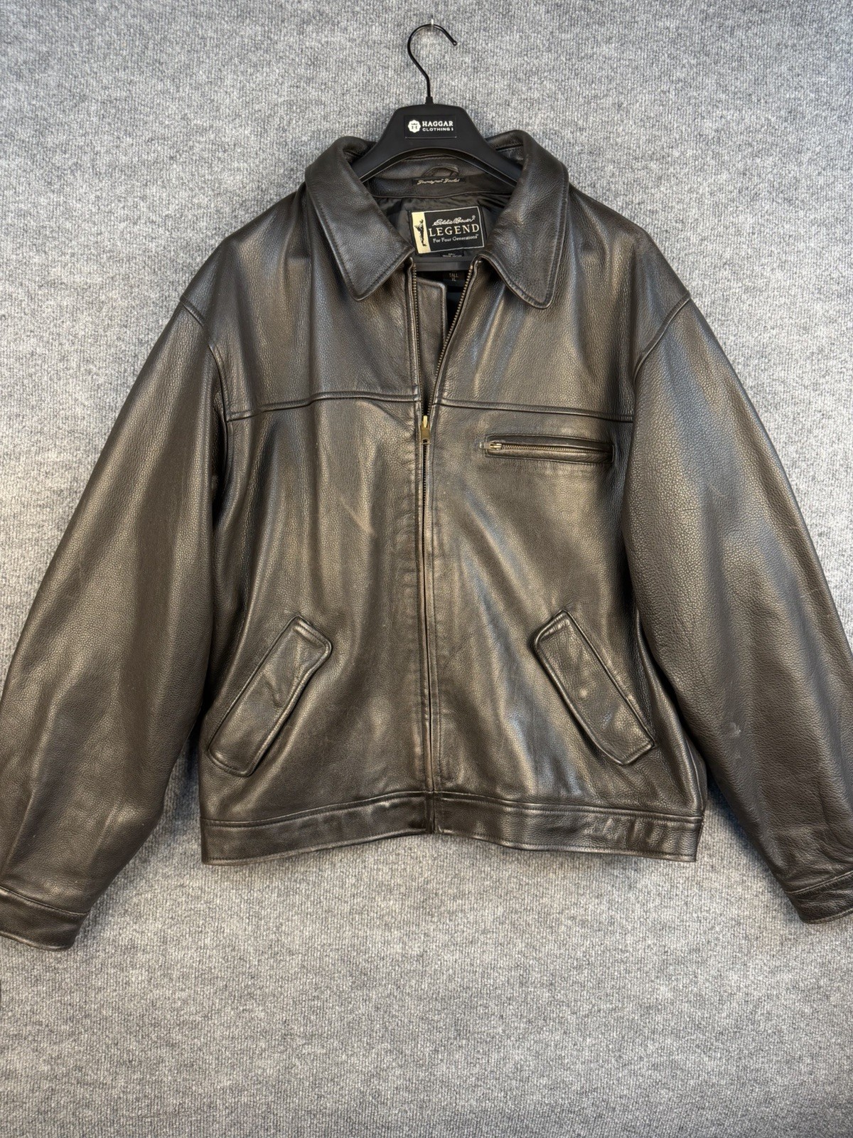 Vintage Eddie Bauer Legend Journeyman Leather Bomber Jacket Mens XL Tall Brown