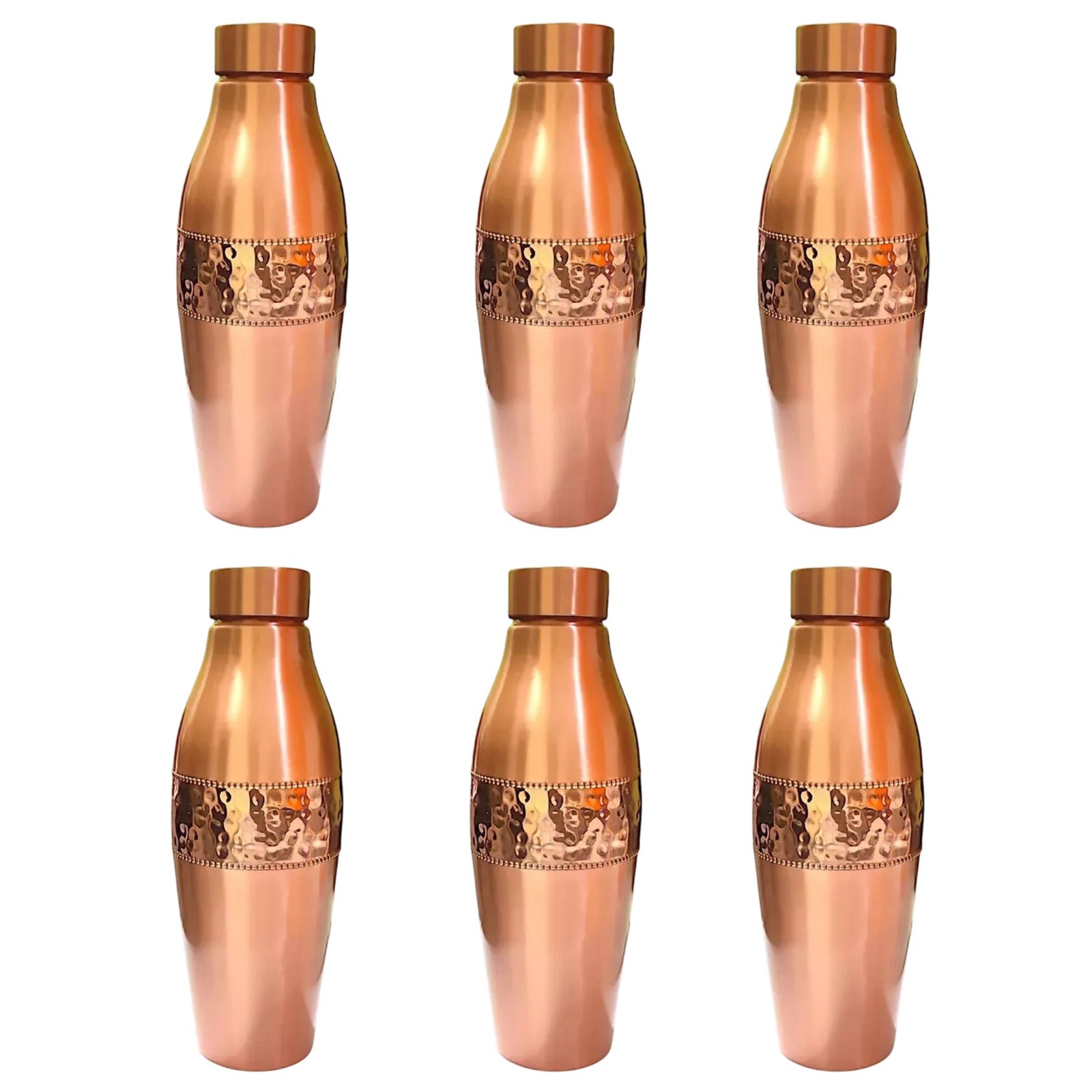 34oz Pure Copper Dolphin Water Bottle - Handmade - Ayurvedic Health Pack of 6