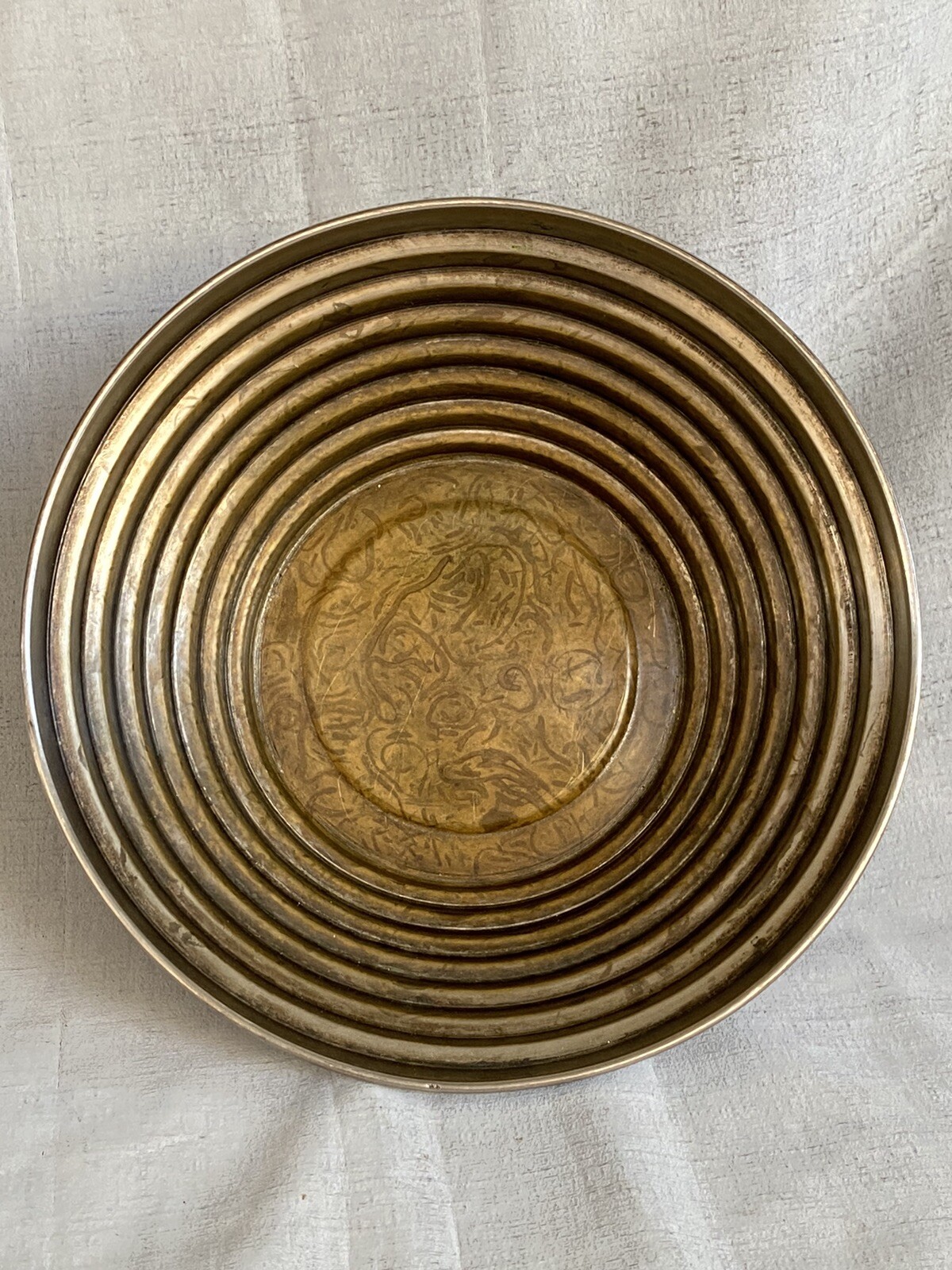 Vtg Internacional SILVER CO. HANDMADE INDIA Ribbed Silver Plated Bowll Tarnished Vtg Internacional SILVER CO. HANDMADE INDIA Ribbed Silver Plated Bowll Tarnished
