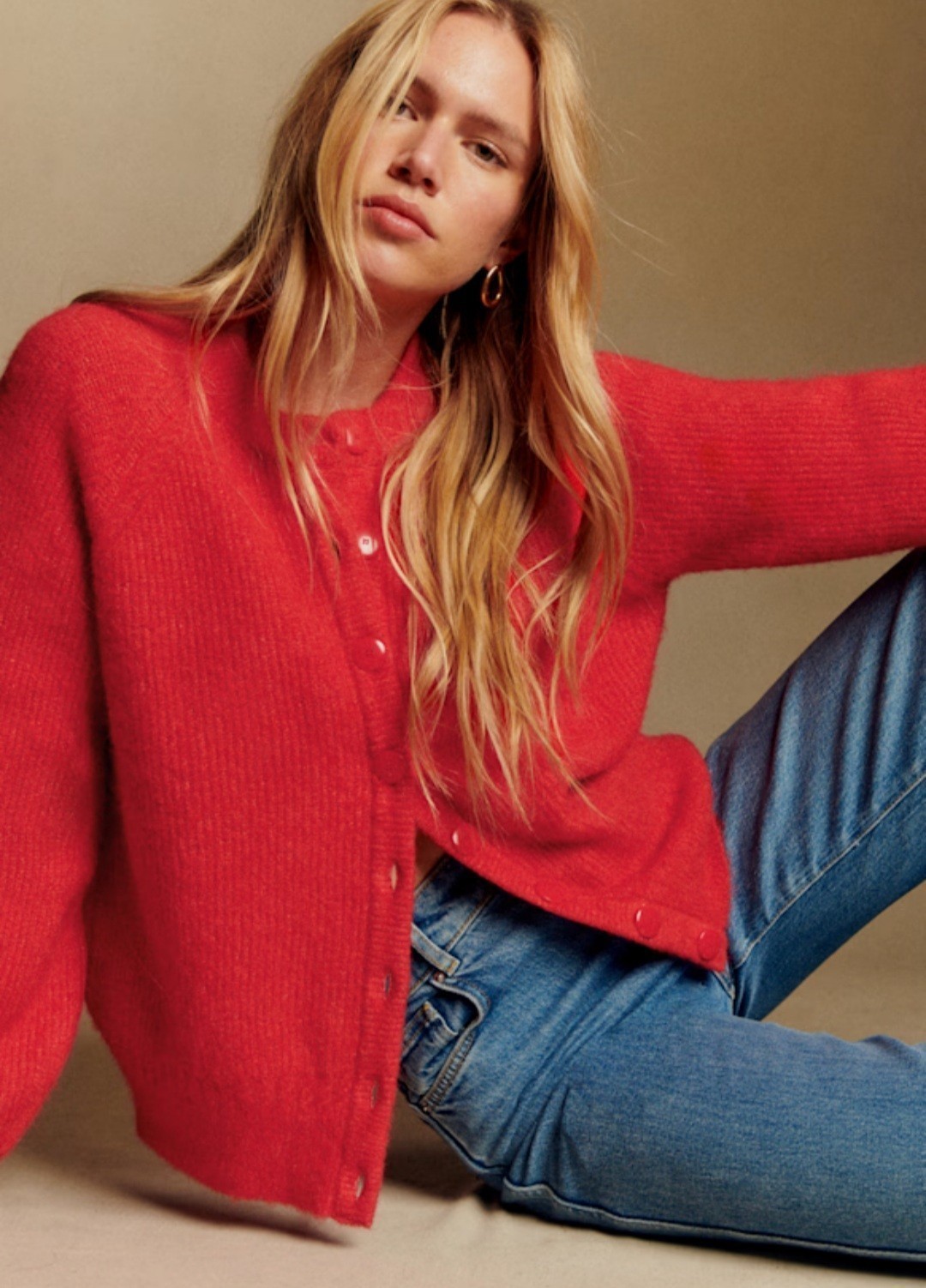NWT Sold Out Sezane Gilet Othello Cardigan Sweater Red Alpaca Wool Size Medium NWT Sold Out Sezane Gilet Othello Cardigan Sweater Red Alpaca Wool Size Medium