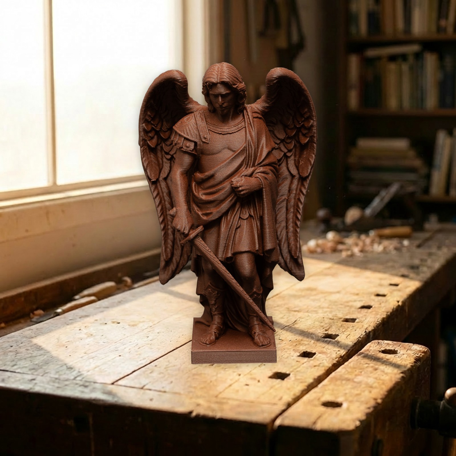 Archangel Michael 6In – Rosewood Finishing – Christian Gift