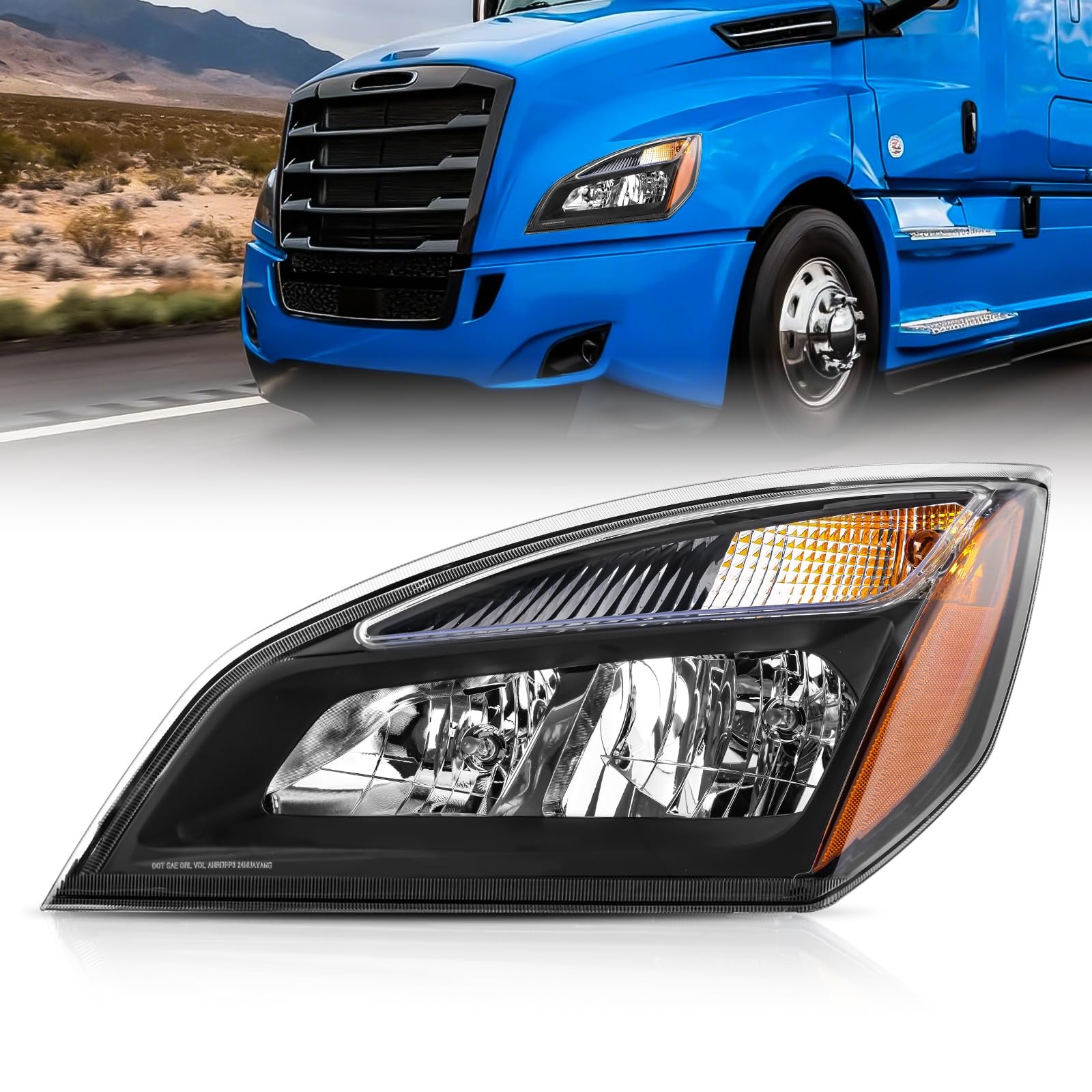 JFN Halogen Headlights Fit for Freightliner Cascadia 2018-2024, Replacement Head JFN Halogen Headlights Fit for Freightliner Cascadia 2018-2024, Replacement Head