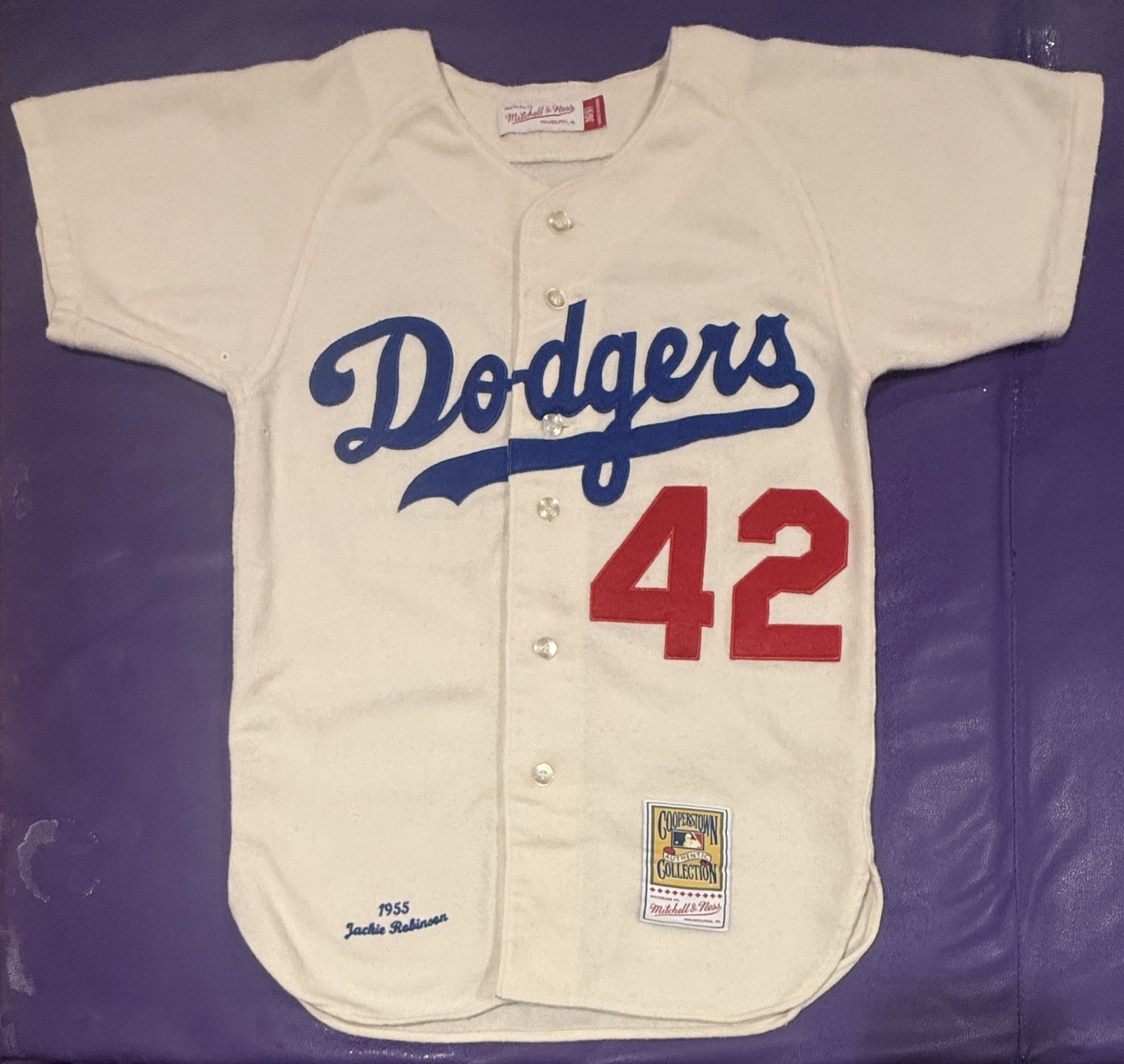 Authentic 1955 Jackie Robinson #42 Brooklyn Dodgers Mitchell & Ness Jersey 36/S Authentic 1955 Jackie Robinson #42 Brooklyn Dodgers Mitchell & Ness Jersey 36/S