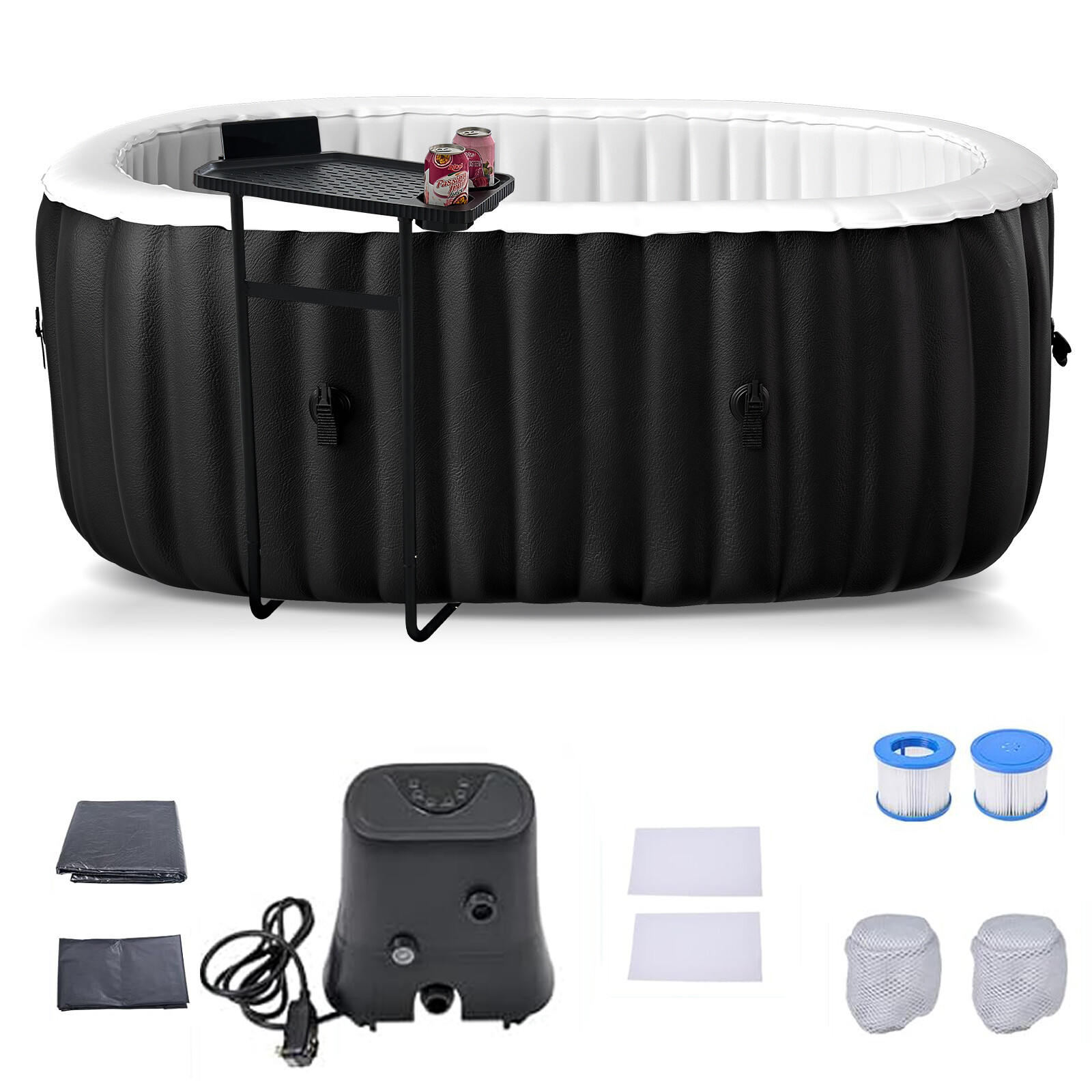 NAIZEA Inflatable Hot Tub Spa 90 Bubble Jets and Built in Heater Pump Filter