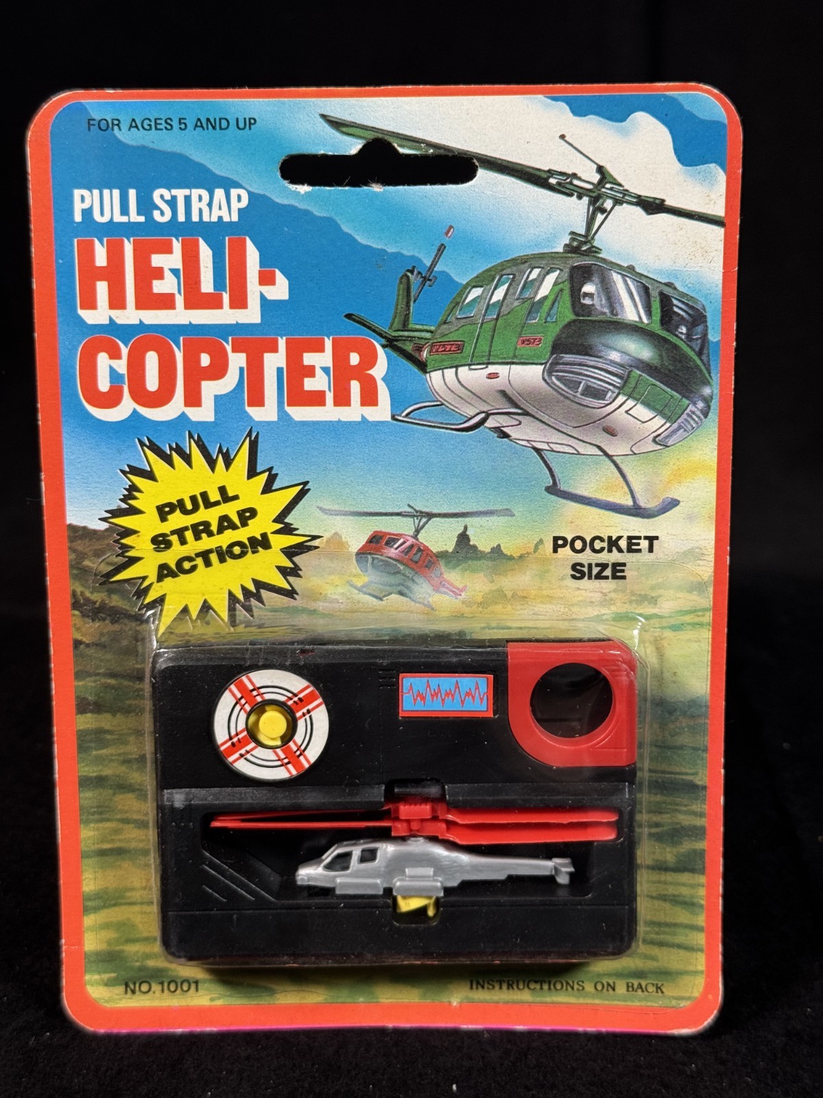 Vtg 1988 Tyco Sega Pocket Power Thunder Blade Helicopter Knock off Pull Strap