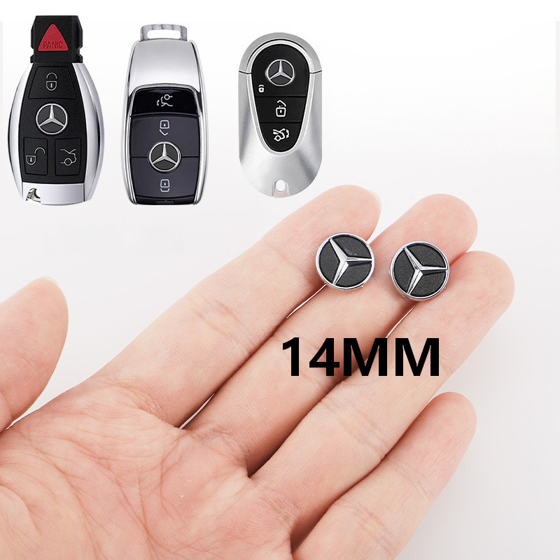 2PCS Fit For Mercedes Benz key FOB Replacement Emblem Stickers 14mm