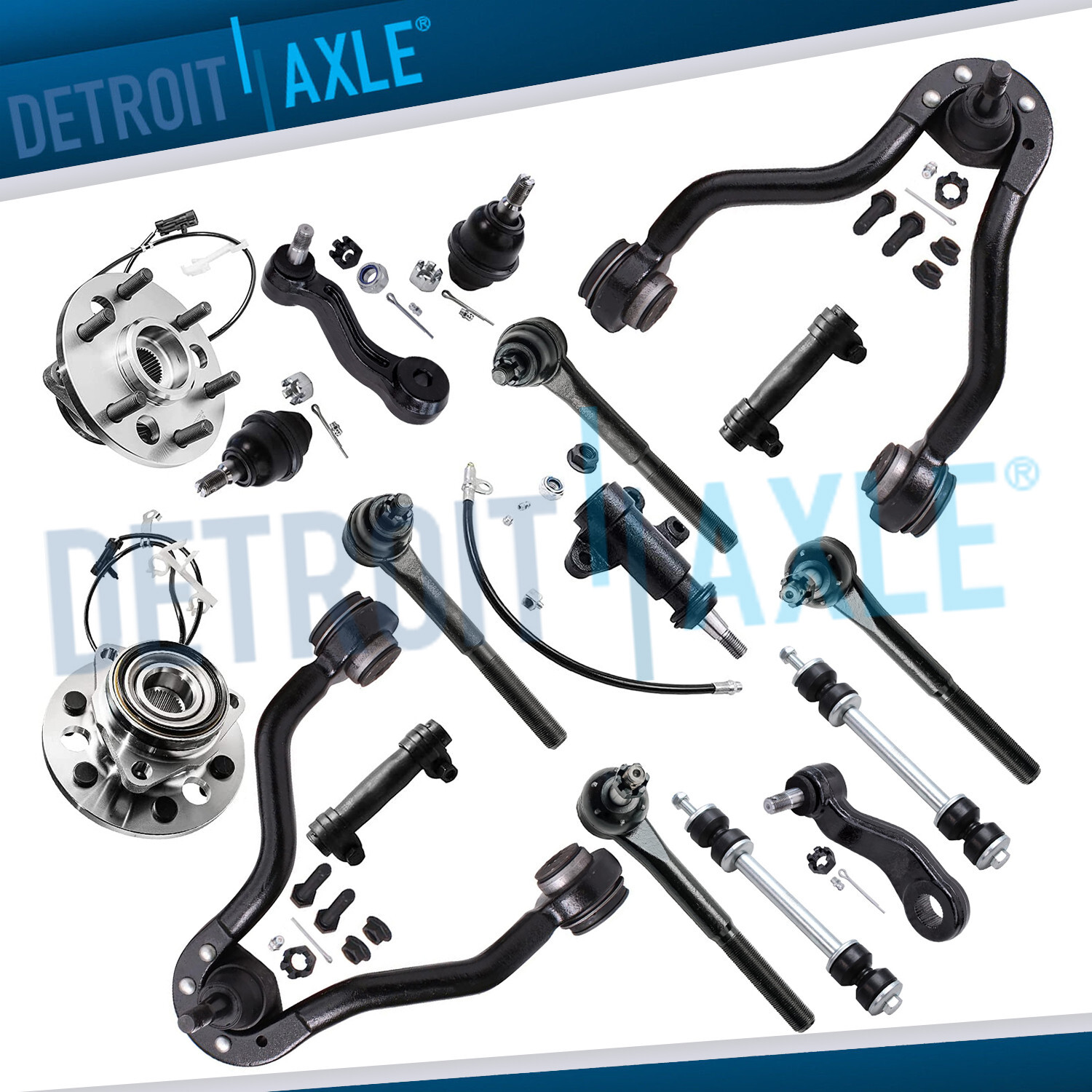 17pc Front Upper Control Arm Wheel Bearing Tierod for K1500 K2500 Suburban Tahoe