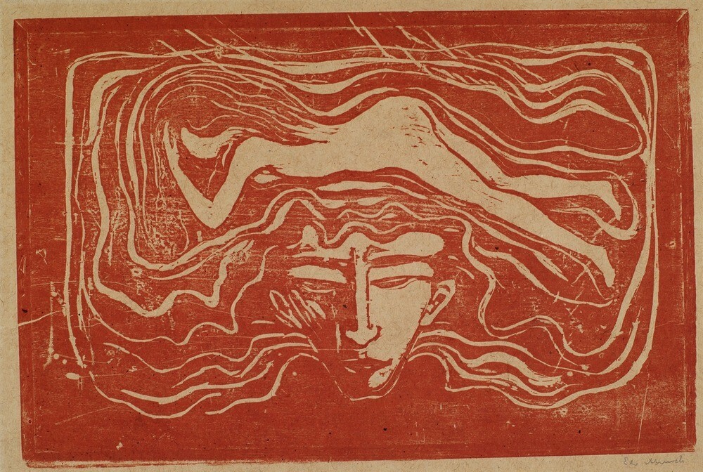 Edvard Munch : In the Man\'s Brain : c. 1895 Expressionist [Woodcut] Art Print