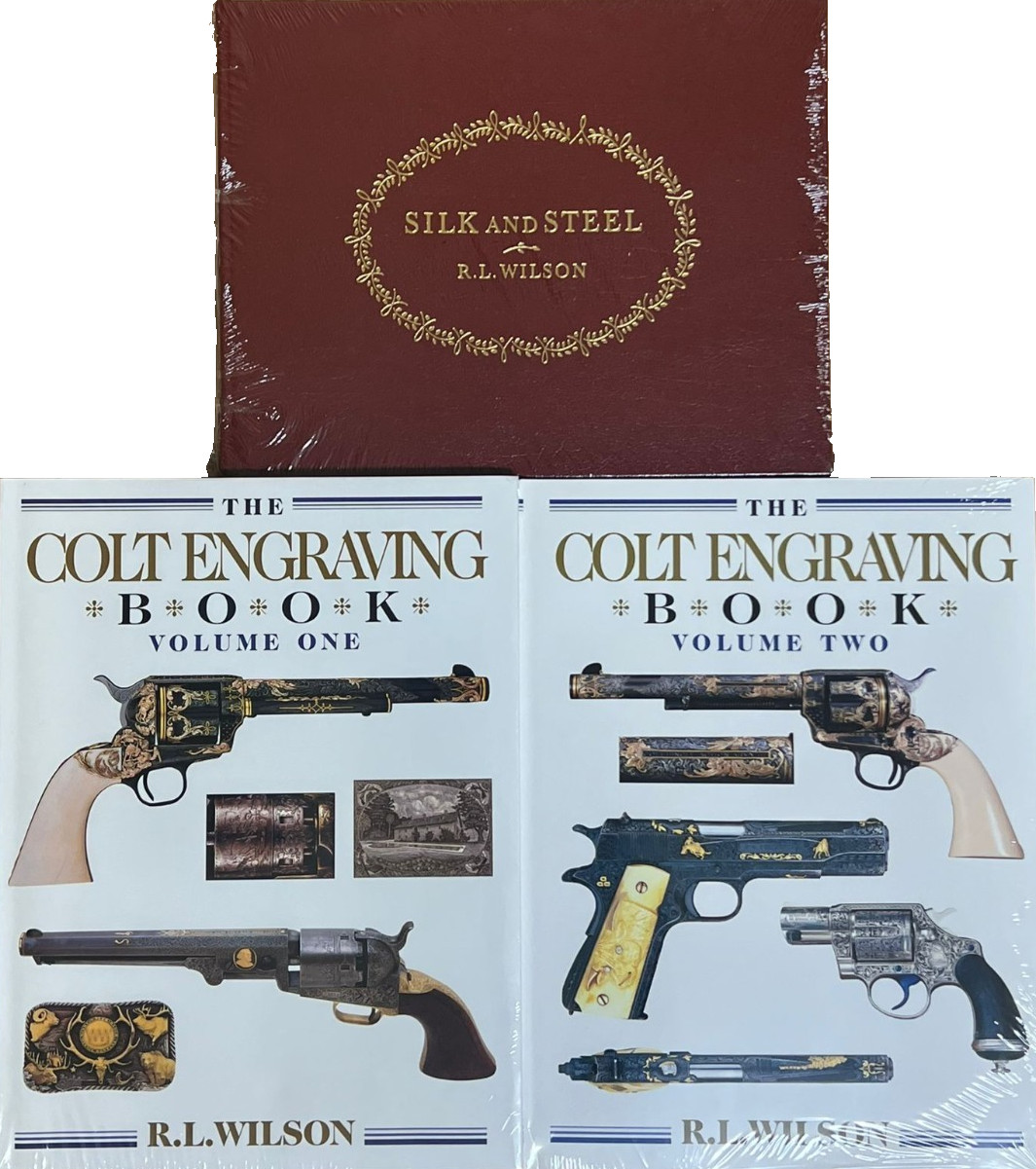The Colt Engraving Book Vol 1 & 2 + Silk And Steel R.L. Wilson Signed Set Sealed