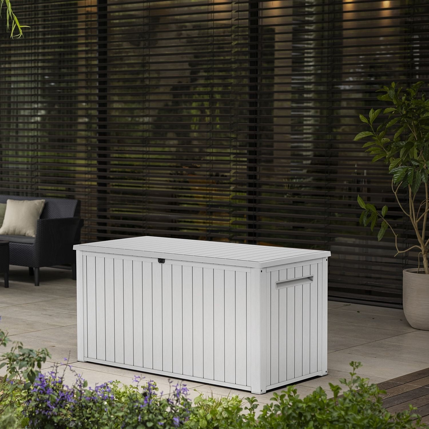Keter 170 Gal. Resin Deck Box Large Indoor/Outdoor Storage, White