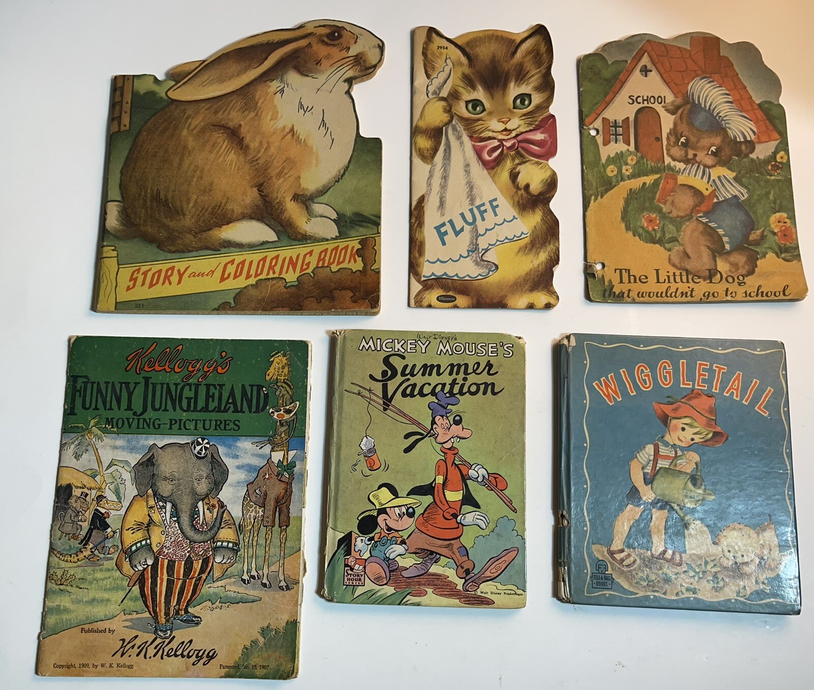 Lot Of 6 Vintage Children’s Books Kellogg’s Whitman 1909-1940’s