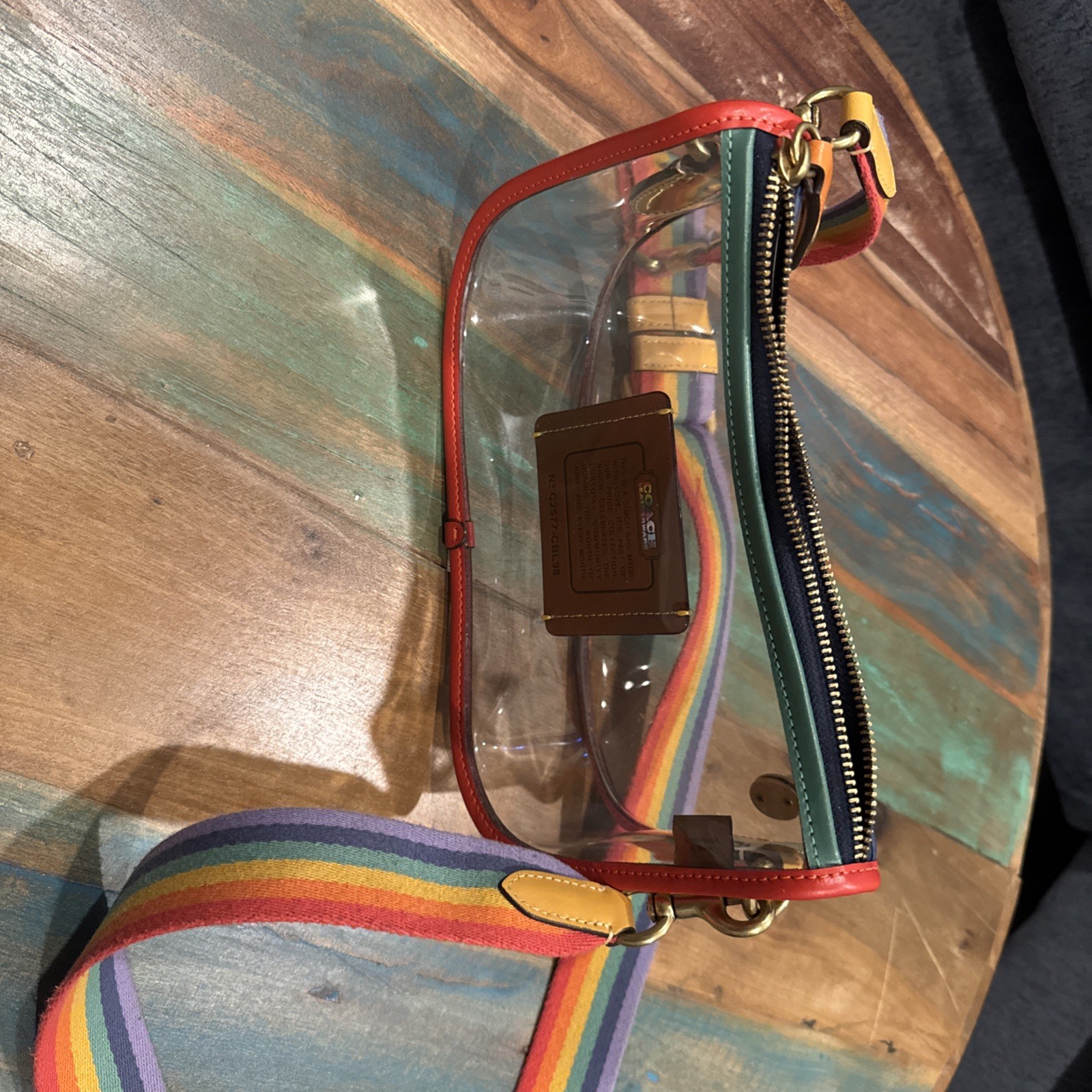 Coach Stadium Swinger Bag Shoulder Crossbody Clear PVC & Leather Rainbow Coach Stadium Swinger Bag Shoulder Crossbody Clear PVC & Leather Rainbow