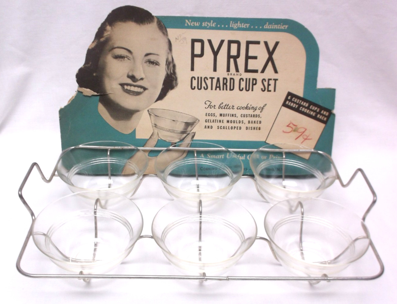 Vintage Pyrex Custard Cup Set with Rack