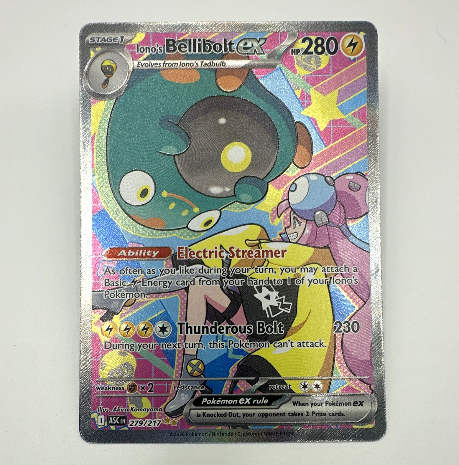 The Pokémon Company Iono\'s Bellibolt ex SIR Holo EN 279/217 280 HP The Pokémon Company Iono\'s Bellibolt ex SIR Holo EN 279/217 280 HP