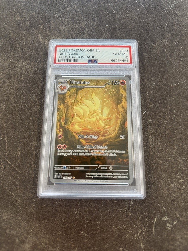 2023 POKEMON OBF EN-OBSIDIAN FLAMES ILLUSTRATION RARE #199 NINETALES PSA 10 2023 POKEMON OBF EN-OBSIDIAN FLAMES ILLUSTRATION RARE #199 NINETALES PSA 10