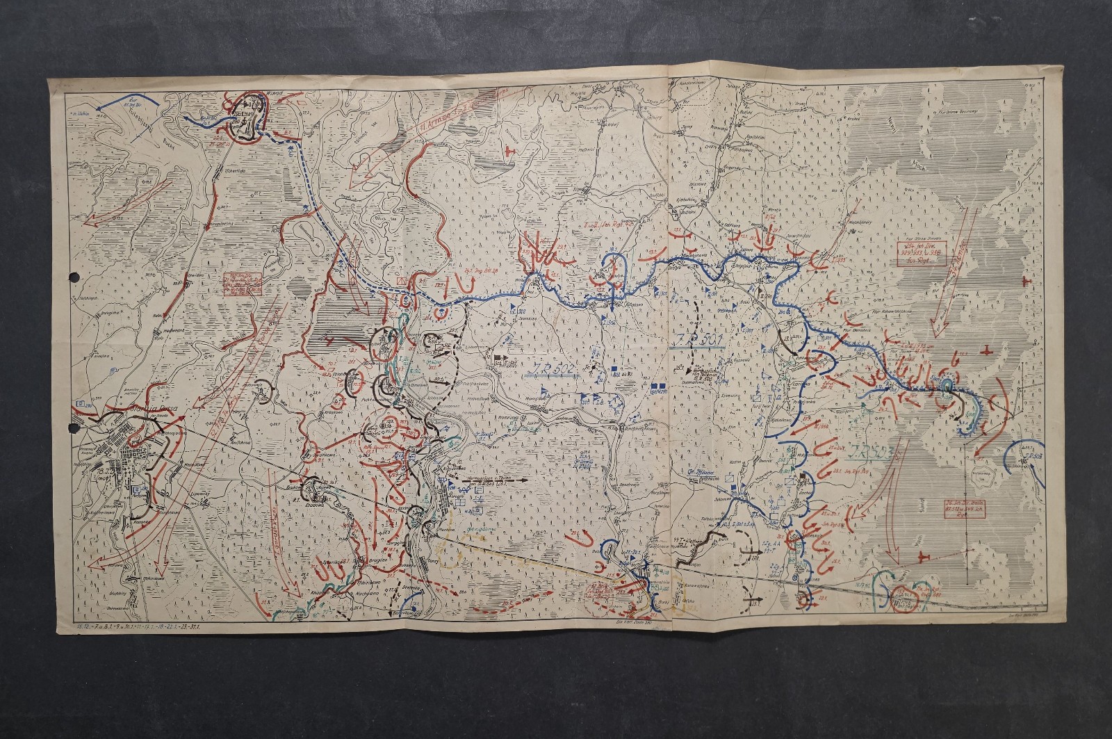 WOW RARE WWII German Staraja Russia Battle Map 1942 Hand Marked Eastern Front
