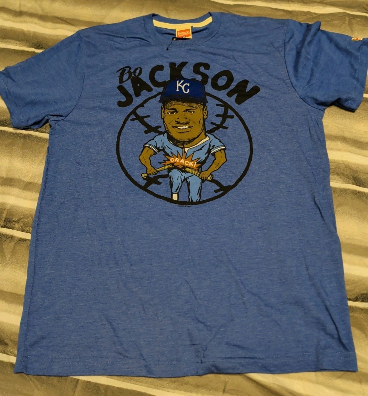 Homage Mens Bo Jackson Kansas City Royals Graphic Crew Neck Tee Blue Size Medium Homage Mens Bo Jackson Kansas City Royals Graphic Crew Neck Tee Blue Size Medium