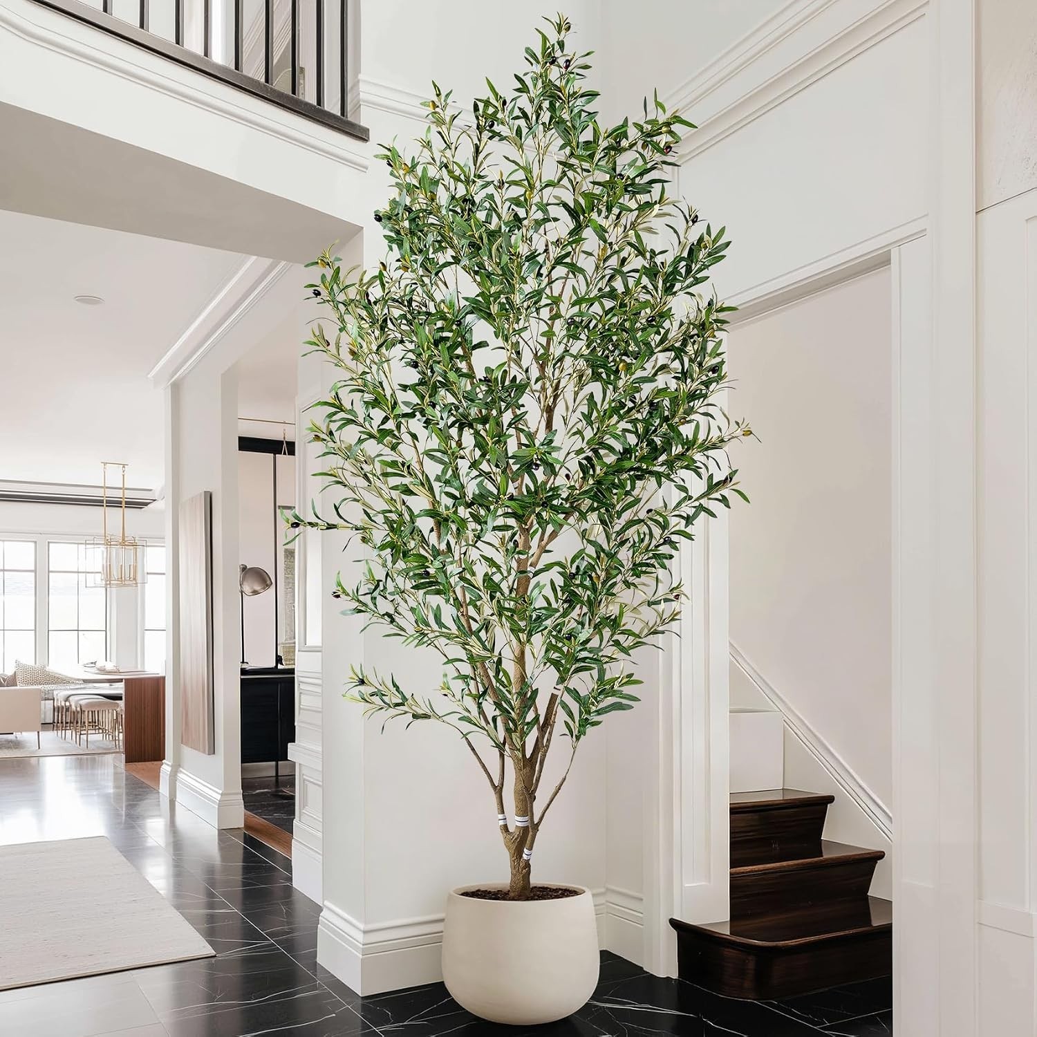 8ft Faux Olive Tree with White Pot & Moss, Artificial Olive Tree Indoor Outdoor, 8ft Faux Olive Tree with White Pot & Moss, Artificial Olive Tree Indoor Outdoor,